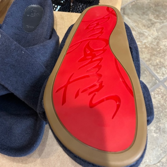 Men’s Christian Louboutin BIZZU cross strap, Terry cloth slide size 45 - Picture 3 of 11